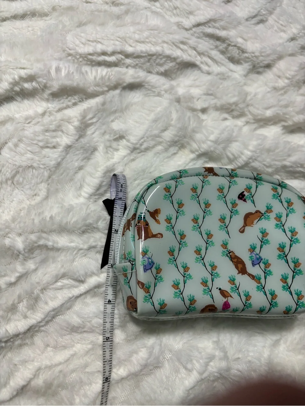 Vera Bradley Mini Dome Cosmetic Bag in Merry Mischief Pattern Beavers Woodland